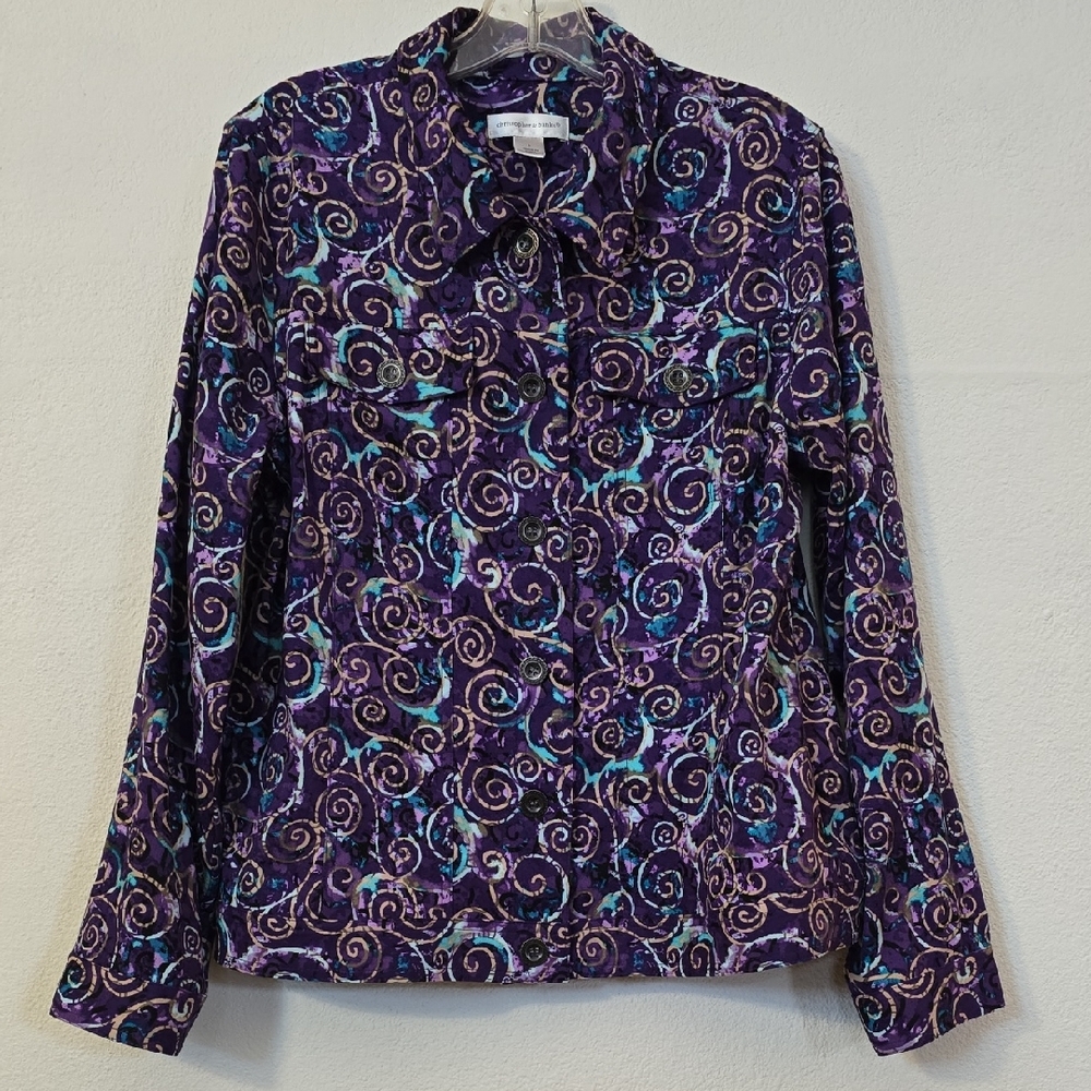 Large Christopher & Banks Purple Swirl Jacket